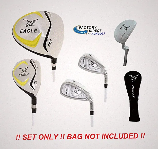 AGXGOLF Junior Eagle Graphite Golf Club Set wDriver, Hybrid, #7 & 9 Irons+Putter