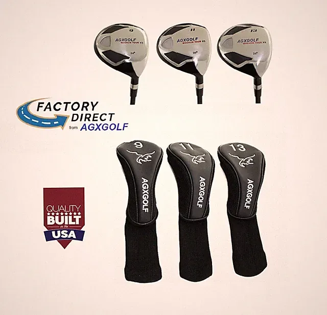 AGXGOLF MEN'S #9, #11 & #13 FAIRWAY UTILITY WOODS SET; GRAPHITE, CHOOSE LENGTH