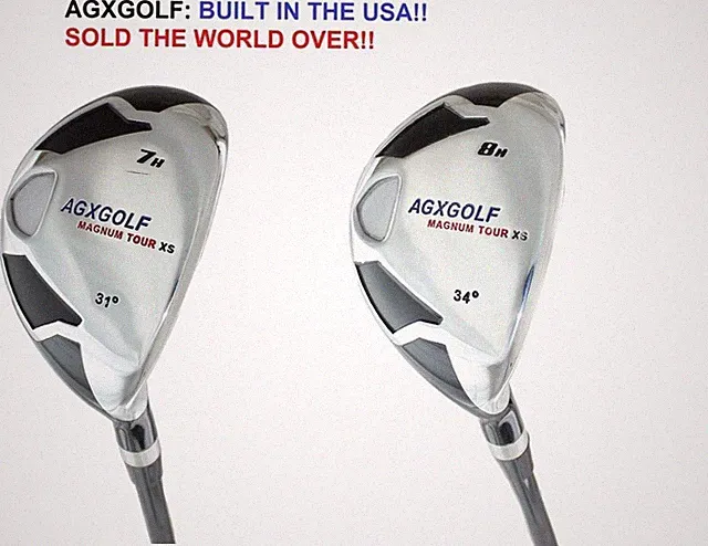 AGXGOLF MEN'S RIGHT HAND XS #7 & #8 HYBRID SET, GRAPHITE: CHOOSE LENGTH AND FLEX