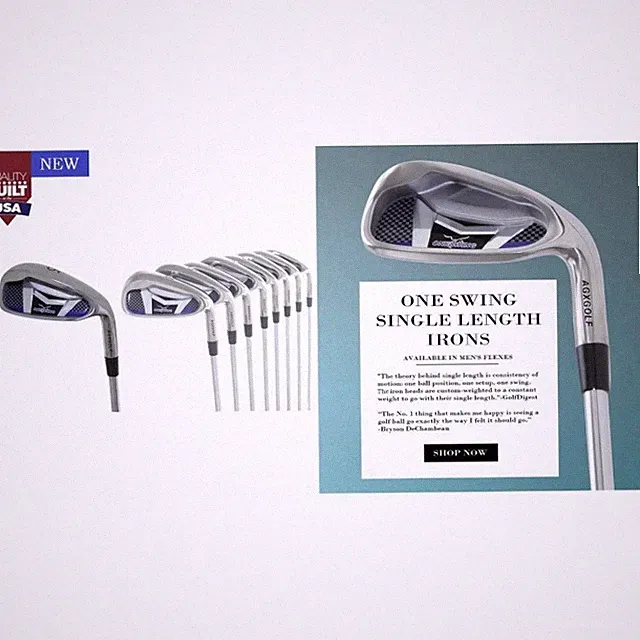 AGXGOLF Mens SAME LENGTH Irons Set 3-9i + PW w/Steel Shafts Choose Size & Flex
