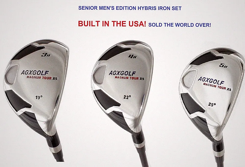 AGXGOLF MENS SENIOR FLEX #3, 4 & 5 HYBRID SET GRAPHITE RIGHT HAND: CHOOSE LENGTH