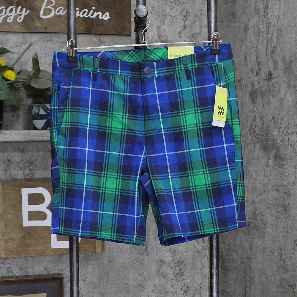 all In Motion Men's Plaid Golf Shorts 8" Inseam 87206075 30 34 36 40