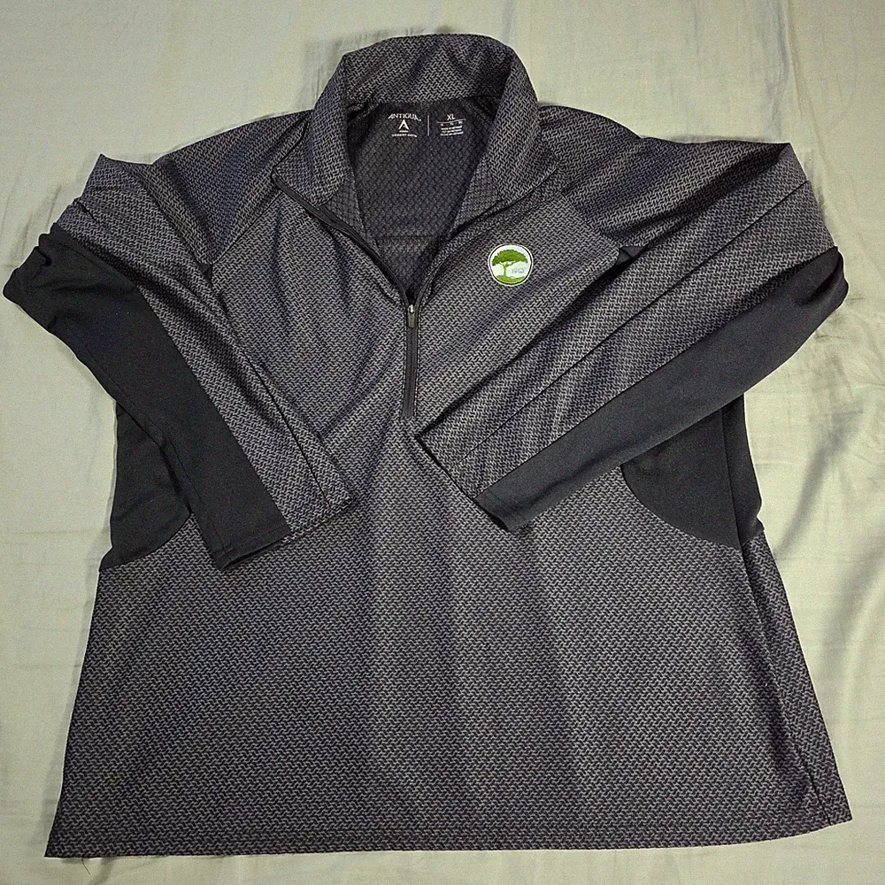 Antigua Desert Dry Women’s XL Black Geometric 1/4 Zip Mock Neck Golf