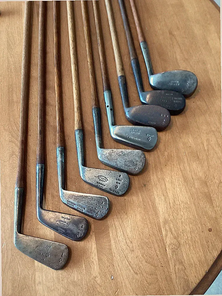 Antique Hickory Wood Shaft 9 Club Set Of Wm Winton Irons Golf Clubs