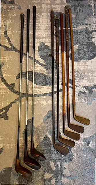 Antique Vintage Hickory Wood Shaft Scotland Driver Putter Fairway Golf Club Lot