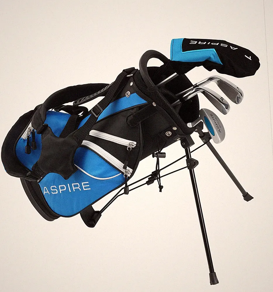 Aspire Junior Plus Complete Golf Club Set For Kids Ages 3-4 Blue