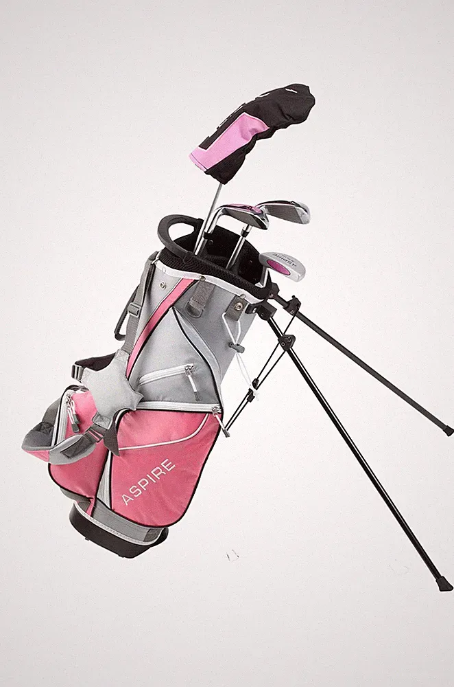 Aspire Junior Plus Kids Golf Club Set Pink Ages 5 6 Lightweight Golf Bag