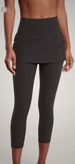 Athleta Women's Size S Elation 2 in 1 Capri Skirt Leggings Gray 7/8 Tight