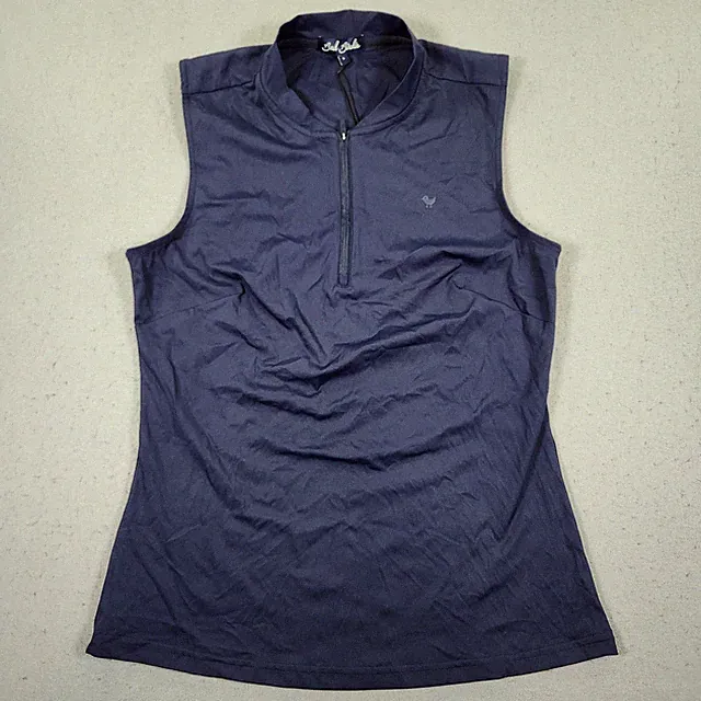 Bad Birdie Blade Polo Golf Shirt Womens S Navy Blue Quarter Zip Sleeveless NWT
