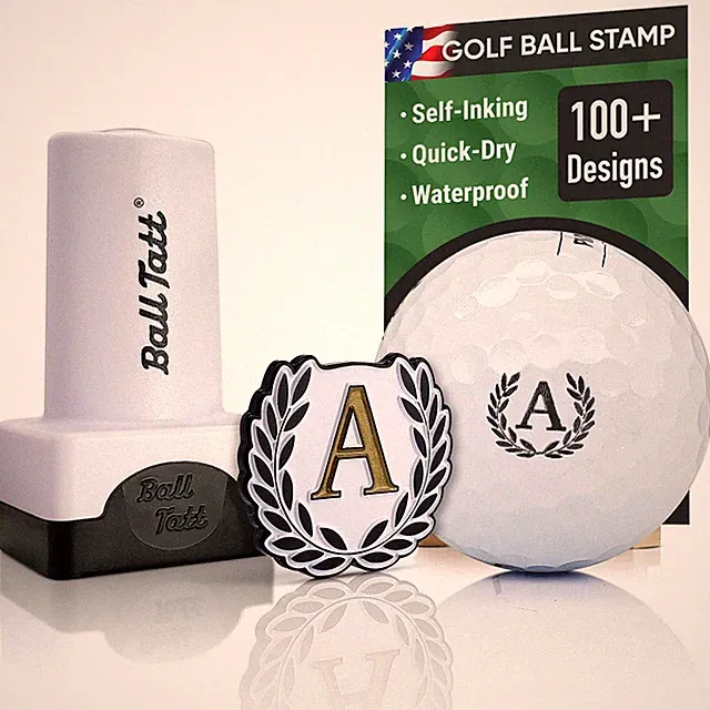 Ball Tatt - A Initial Golf Ball Stamp Self-Inking with Monogram Ball Marker