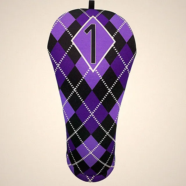 BeeJos Purple and Black Argyle Golf Club Head Covers