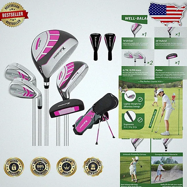 Beginner Golf Club Set Kids 4-12 yrs Right Hand Carbon Steel Driver