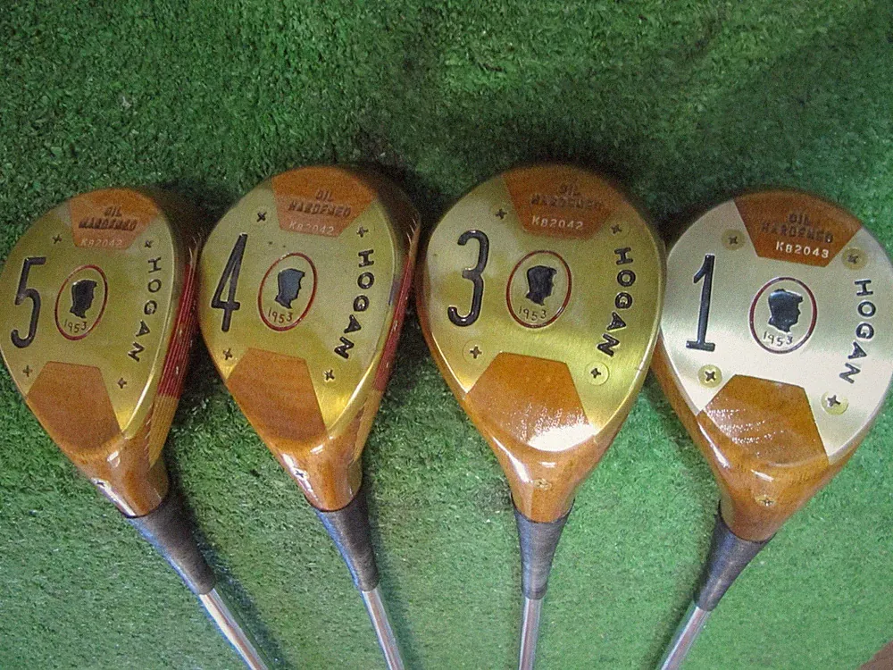 BEN HOGAN 1953 COMMEMORATIVE DRIVER, 3, 4 + 5 WOODS, #4 APEX STEEL, MINT COND.