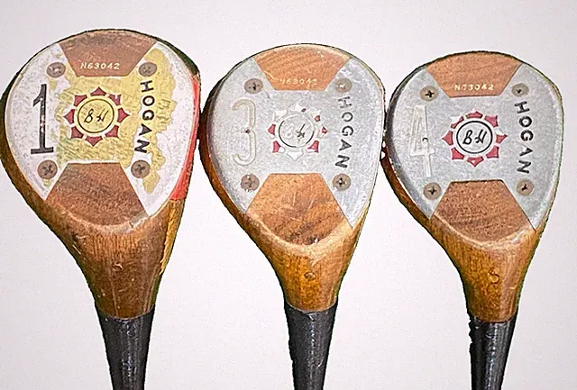 Ben Hogan BH Persimmon Speed Slot Wood Set Driver,3w,4w RH Apex 4 Stiff Steel