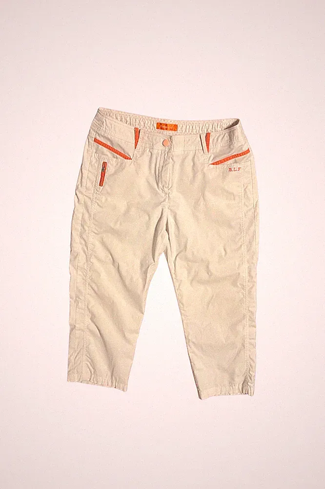 Biemlfdlkk Women’s Golf Capri Pants White Orange Stretch Performance Pants