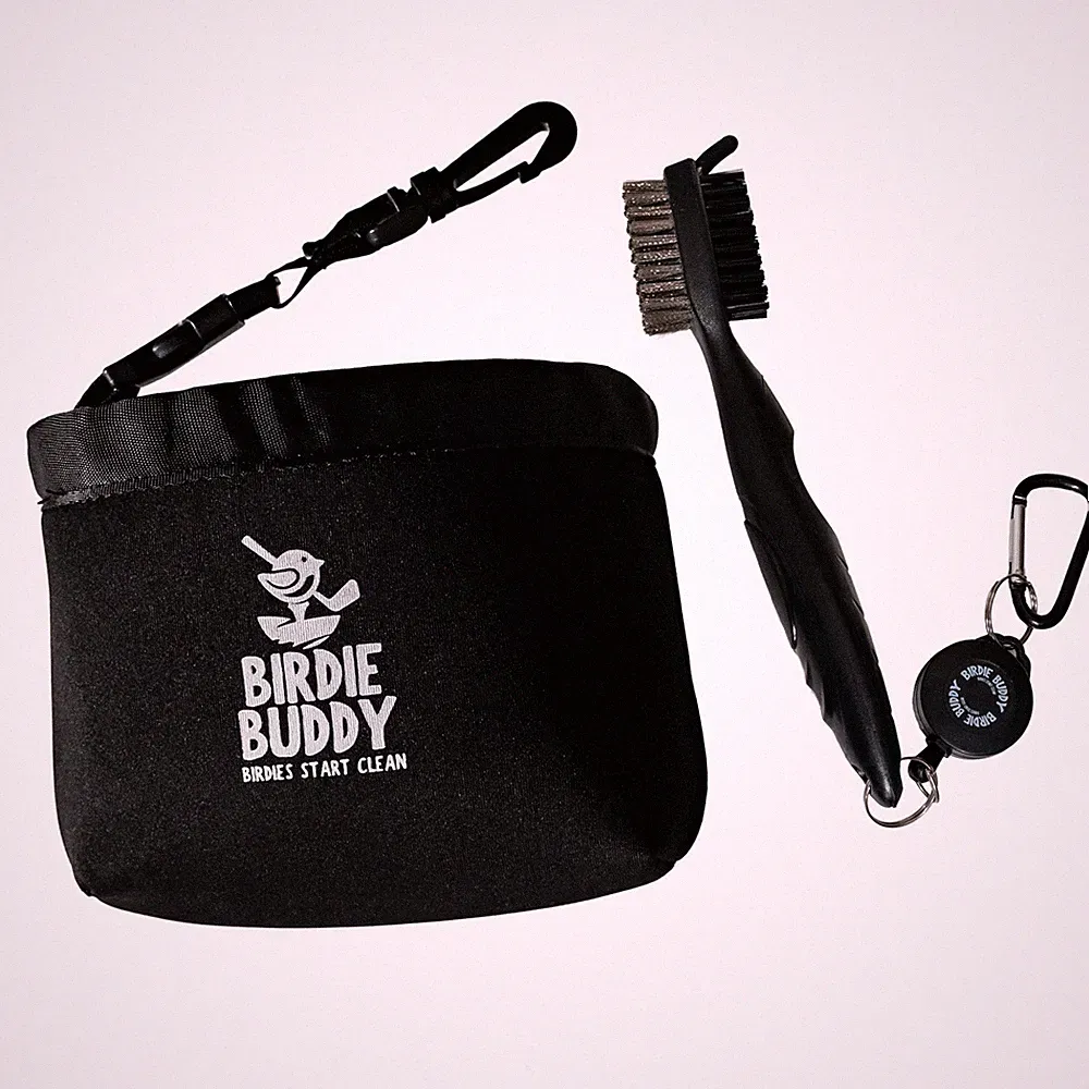 Birdie Buddy –Golf Club Washer Bag with Retractable Brush |Clean Clubs On the Go