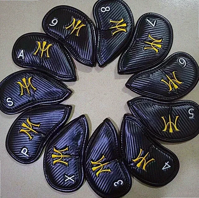 Black Carbon Pattern Embroidery/Miura Golf Club Iron 3-9-PASX Headcover Magnetic