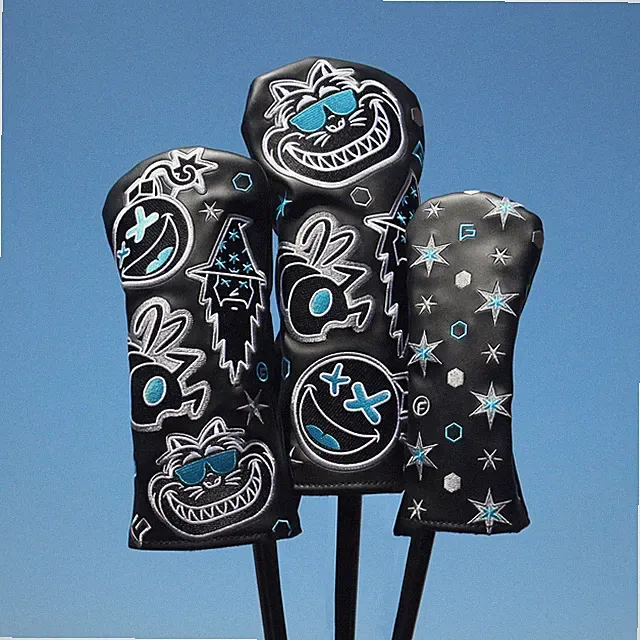 Black Cat Wizard Golf Club Driver Cover Headcovers 3 5 Fairway Wood Hybrid Cover