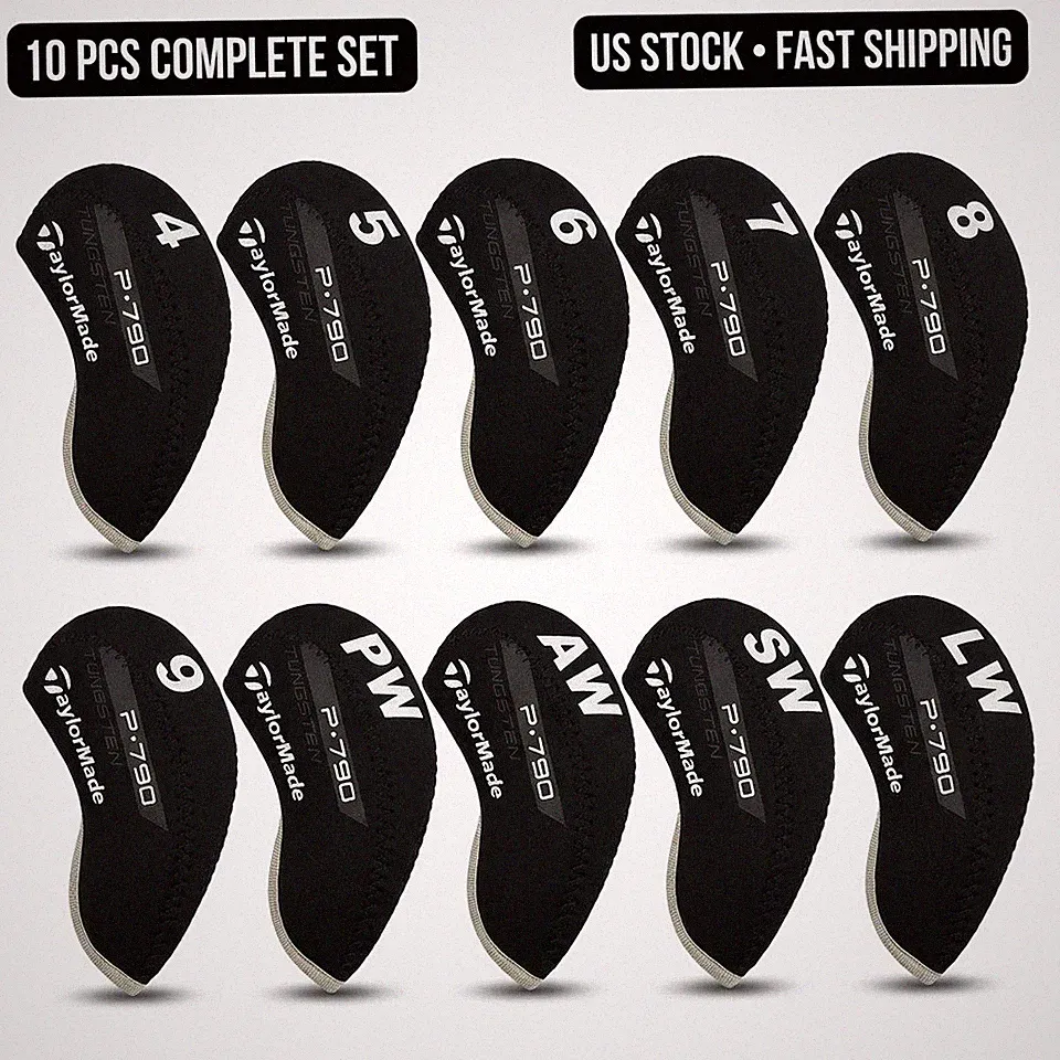 Black TaylorMade P790 Neoprene Golf Club Iron Covers Headcover 10Pcs