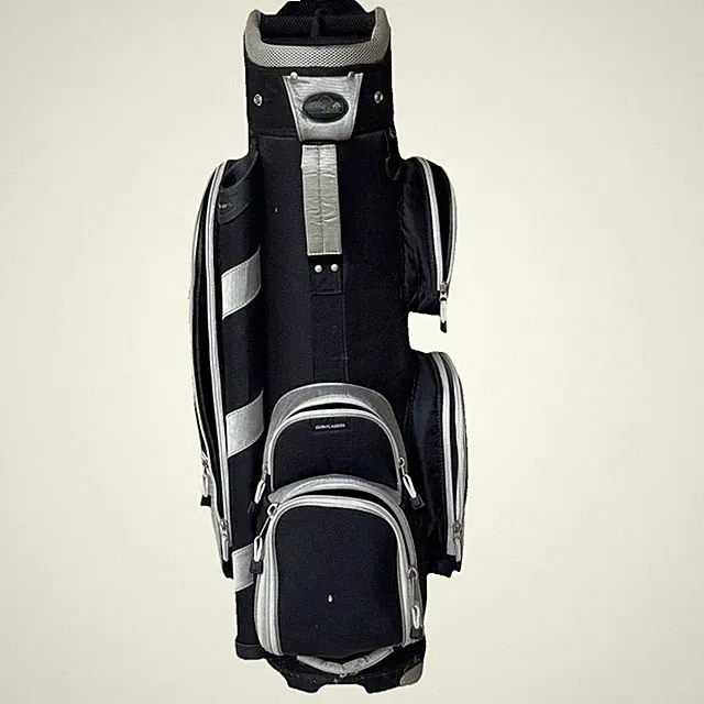 Blue Metal 5 Way Cart Golf Bag 7 Pockets Putter Holder Great Condition Zippers
