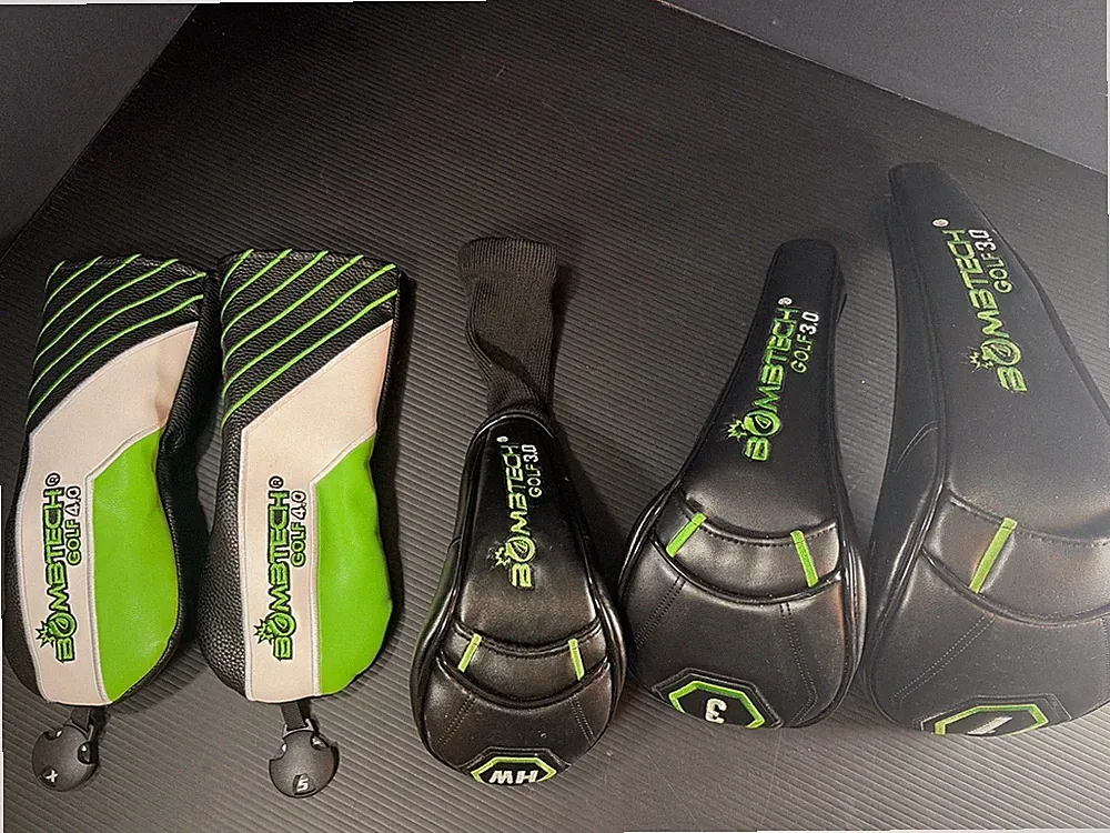 Bombtech Golf 3.0 Golf Club Head Covers 5 Pc Set Black Green Nice!