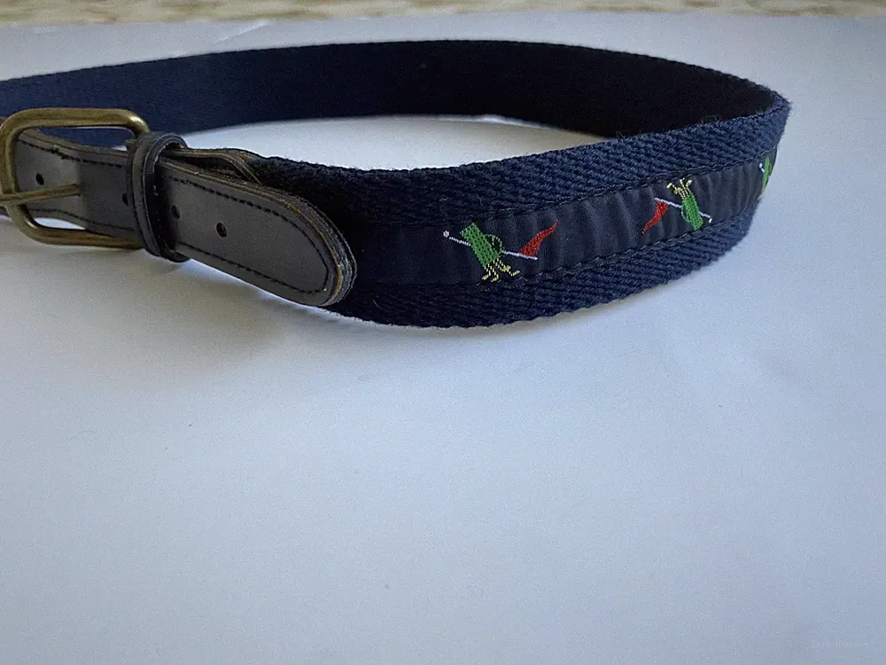 Boys Belt Size 10 Golf Clubs Bag Canvas Navy Blue Preppy Sports Sporty Dress
