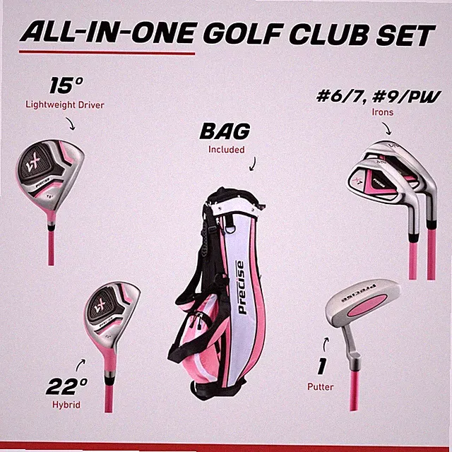 Boys’ & Girls’ Junior Golf Set – Hybrid, Irons, Putter & Bag