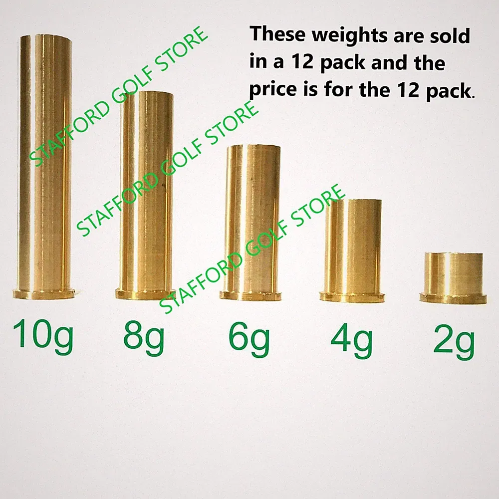 BRASS GOLF CLUB SHAFTS TIP WEIGHTS 12 PACK .335 .355 .370 GRAPHITE STEEL OPTIONS