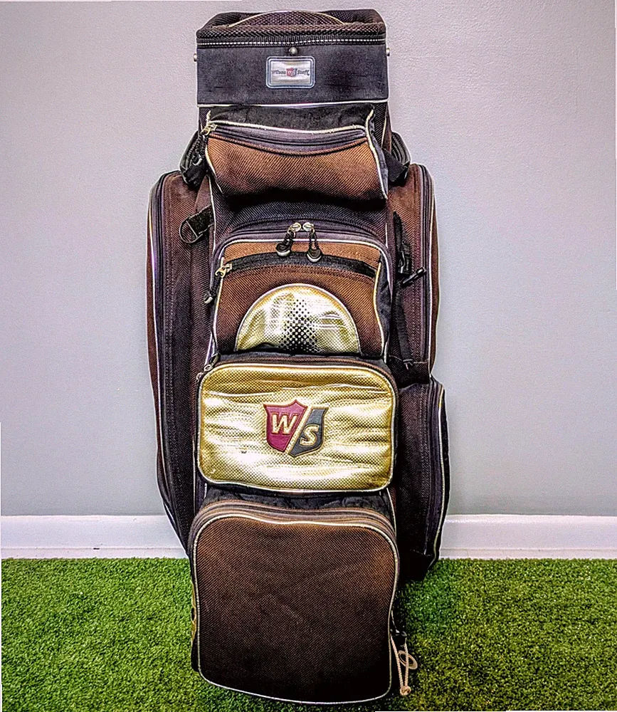 Brown Wilson Pro Staff Golf Cart Bag with Rain Hood + Shoulder Strap Carrying