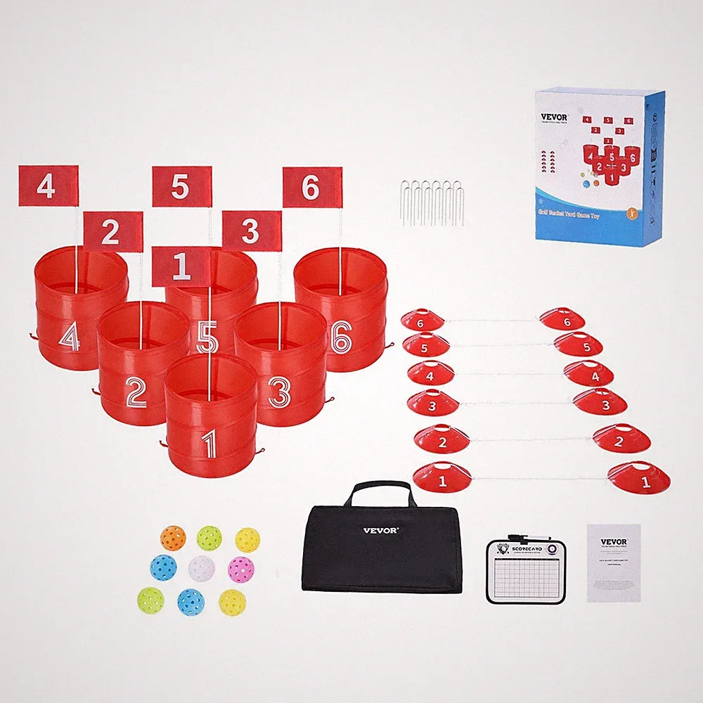 Bucket-Style Outdoor Golf Set with Customizable Rules and Tees