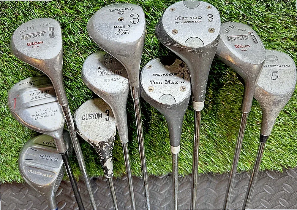 Bulk Vintage Fairway Woods Lot of 10 Mixed Brands 3 Wood & 5 Wood Practice