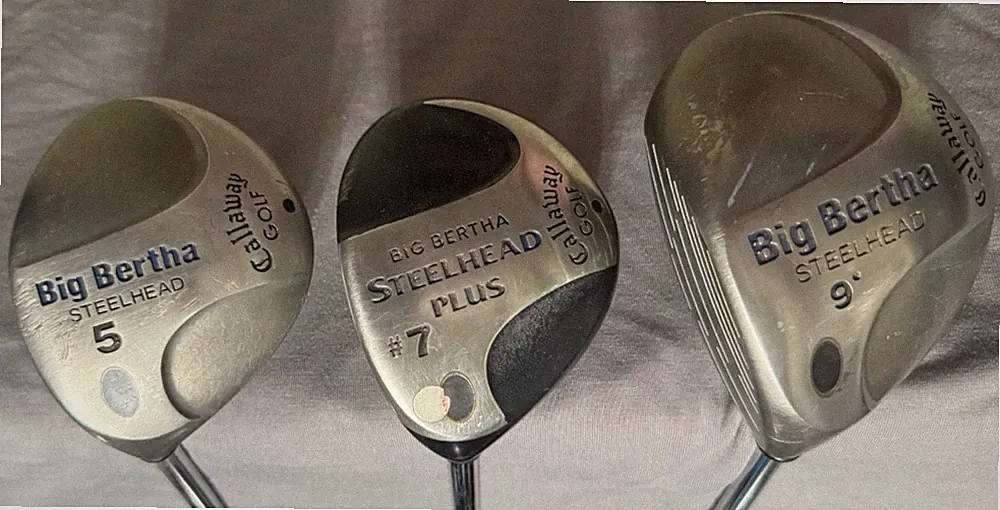 Callaway Big Bertha Steelhead Driver and 9 wood and Steelhead Plus 7 wood LH