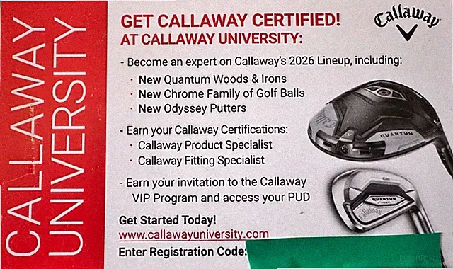 Callaway Golf VIP Account! Callaway University Registration Code! VERY RARE!!
