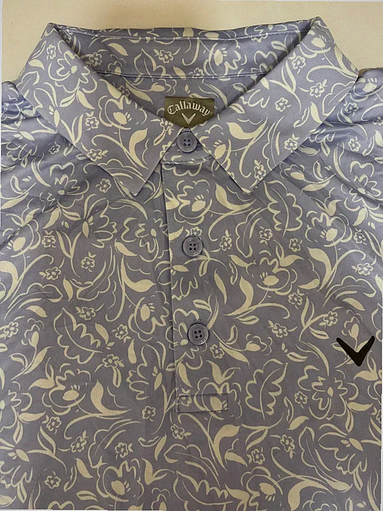 Callaway Men's Opti Dri Golf Polo Shirt Light Purple Floral Large / L NWoT