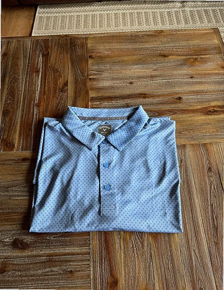 Callaway Moisture Wicking Performance Short Sleeve Golf Polo Lt Blue Size XXL