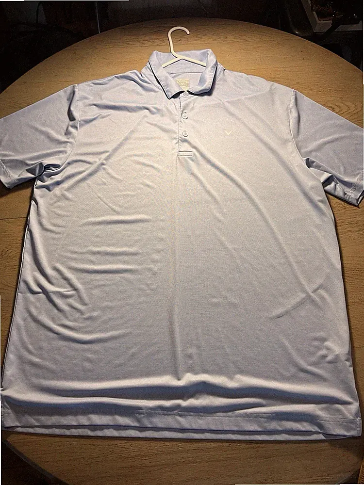 Callaway Opti-Dri Men's XL Light Blue Short Sleeve Polo Shirt Button Logo