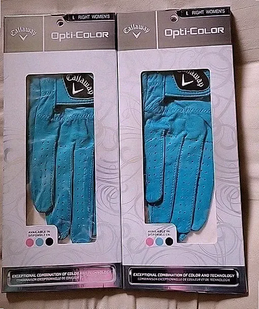 Callaway Women’s Opti-Color Golf Gloves, Style# 5317446, Size L, Right Hand Aqua