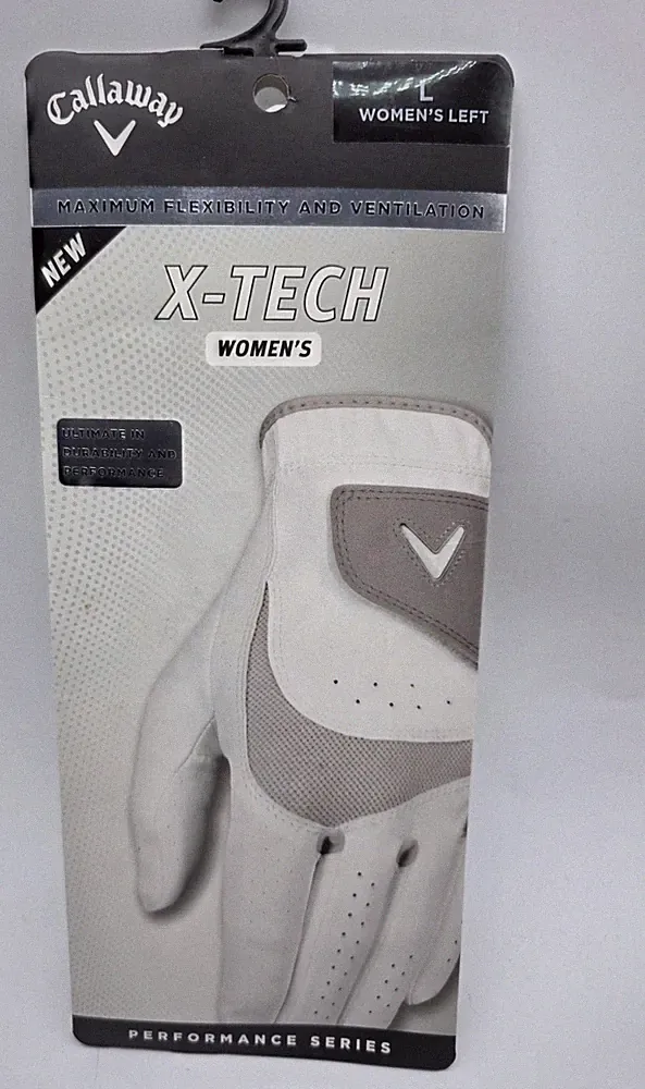 Callaway Women's X-Tech Golf Glove Left Hand L White Performance Series