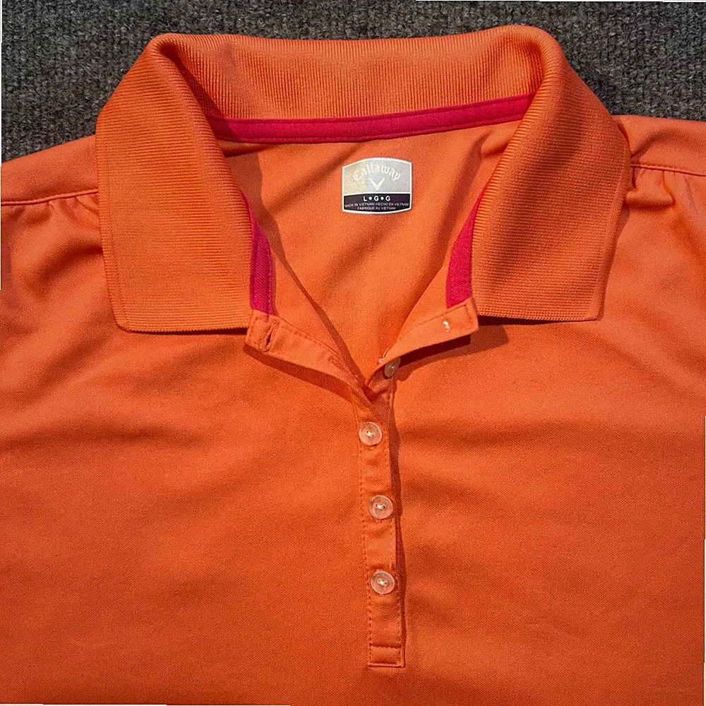 Callaway Womens Size L Peach Short Sleeve Golf Polo Shirt Performance Top L