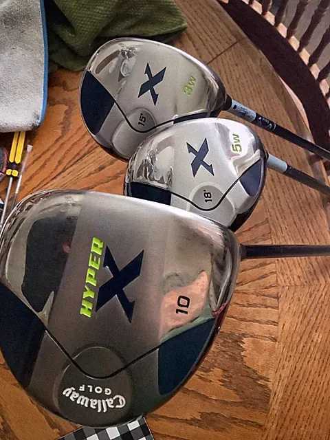 CALLAWAY X MODEL 10 DEGREE DRIVER WITH 3 + 5 WOODS SET, REG FLEX GRAPHITE MEN’S