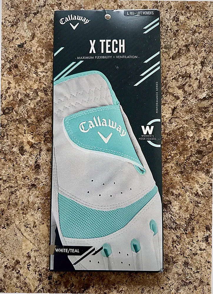 Callaway X Tech Golf Glove Women's Reg Large Left White/Teal