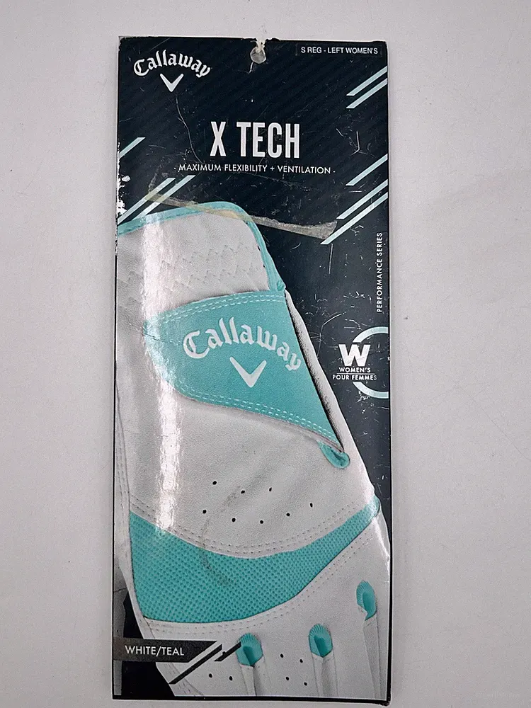 Callaway X Tech Golf Glove Women's Small Reg Left White/Teal
