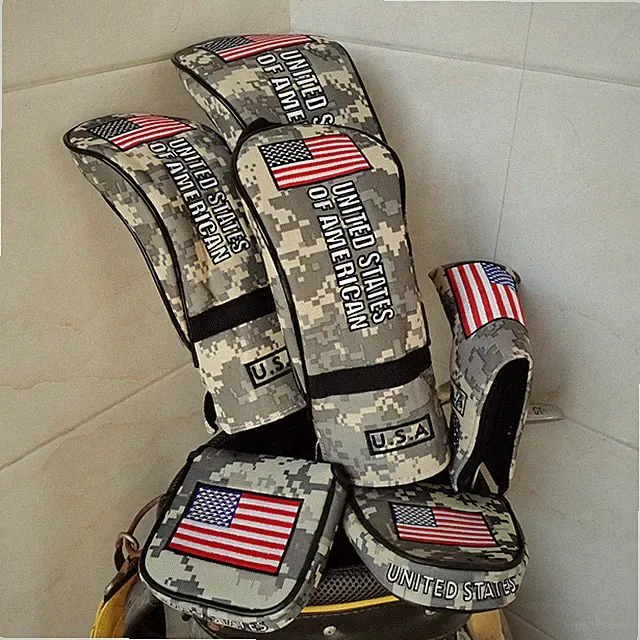 Camouflage Golf Club Head Covers USA Flags Driver Woods Putter Head Covers