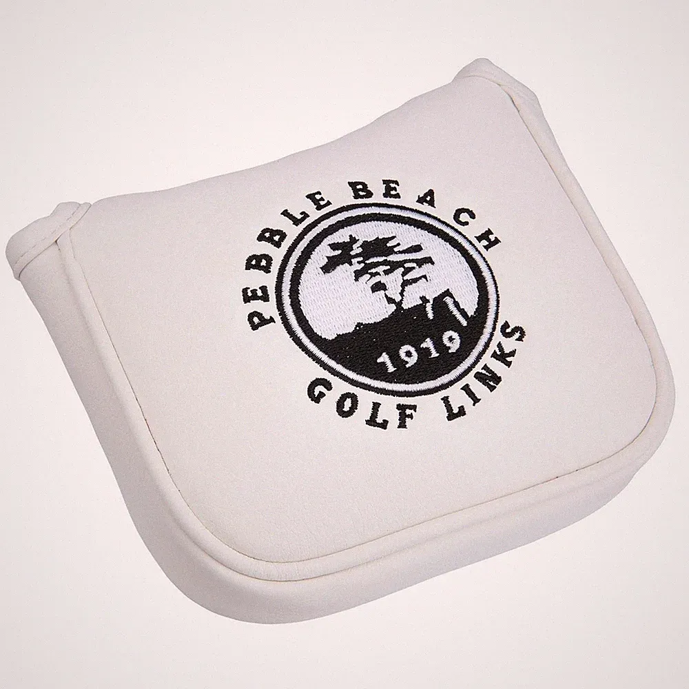 Center Shaft Square Mallet Golf Putter Head Cover Magnetic Leather Embroidery