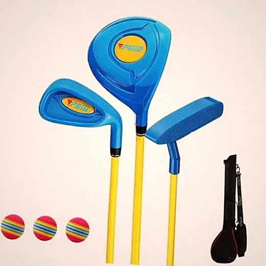Children's Golf Club Set - Can Hit Real Balls, 3 Pieces Clubs 4-5 years Blue