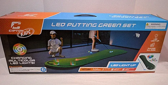 Cipton Mini Golf Kids Putting Mat Indoor LED 8pc Toy Sports Set Free Shipping