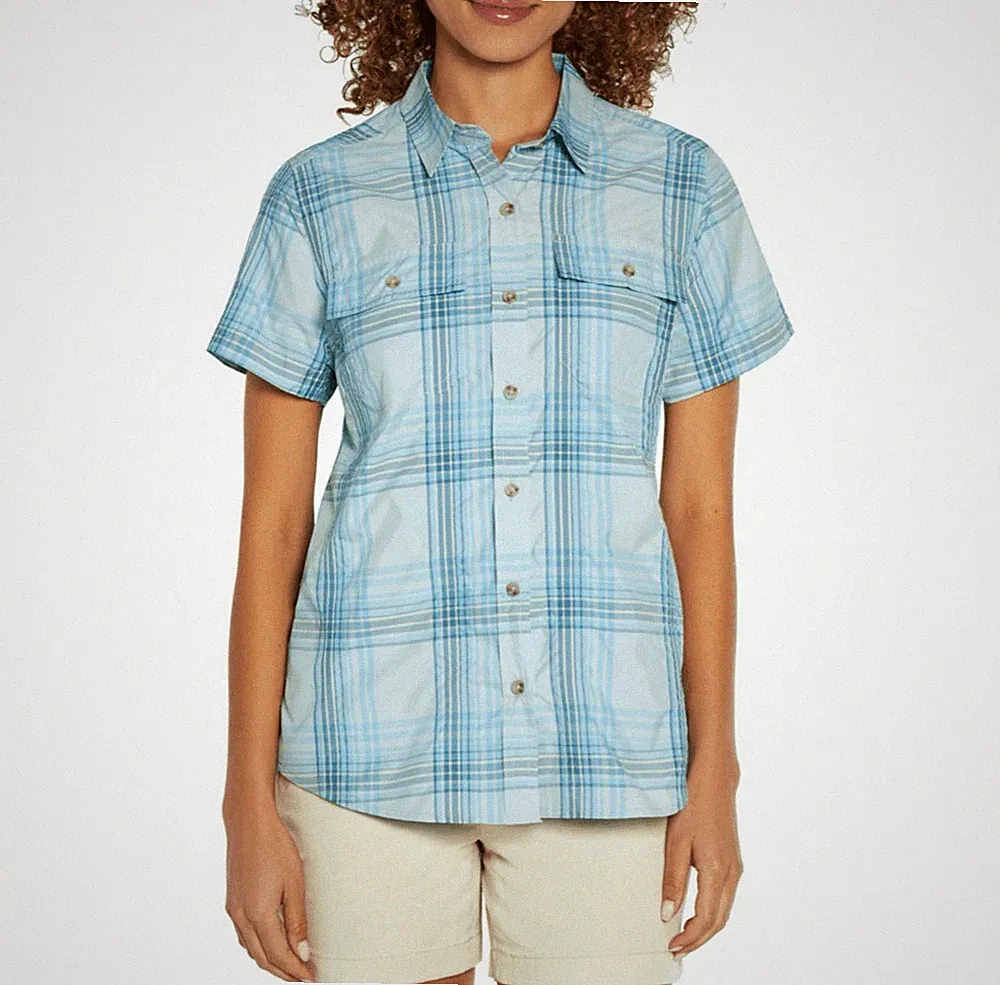 CLEARANCE! Eddie Bauer Adventure Shirt Women’s L Short Sleeve Blue White Plaid
