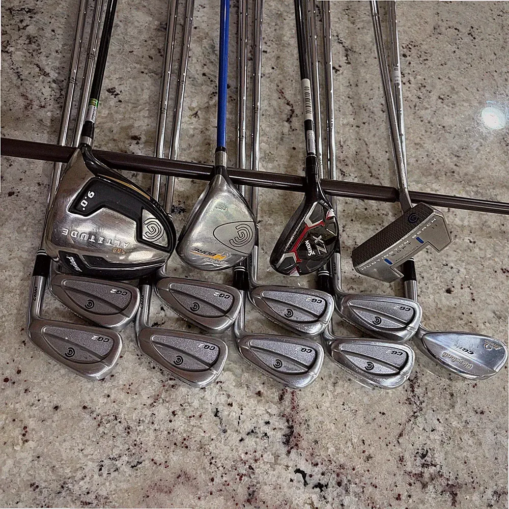 Cleveland Complete Golf Set Driver Wood Srixon Hybrid Irons Wedge Putter Stiff