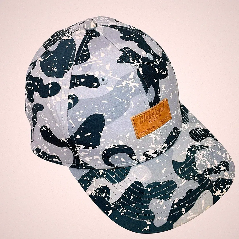 Cleveland Golf Cap Camo Patch Gray Black White Adjustable Snapback Hat