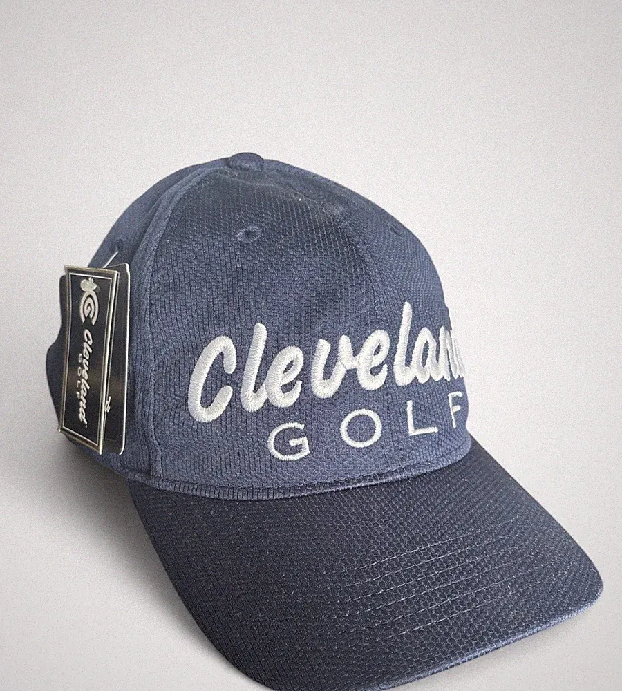 Cleveland Golf Hat Cap Adj Strapback Blue White Embroidered Golfer Golfing Adult